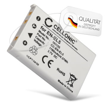 EN-EL5 Ersatz Akku für Nikon CoolPix P510 P520 P530 P500 P100 P90 P80 P6000 P51000 P4 P3 CoolPix S10 CoolPix 3700 7900 5900 5200 4200 - Kamera Ersatzakku ENEL5 - Kameraakku 1180mAh, Batterie