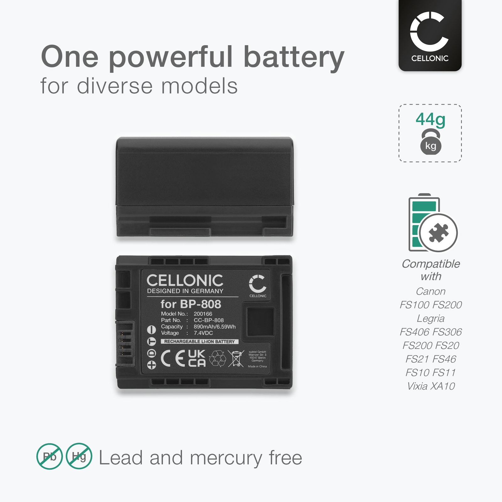 Battery for Canon Legria FS22 FS200 FS100 BP-808 Battery for Canon Legria FS22 FS200 FS100 BP-808