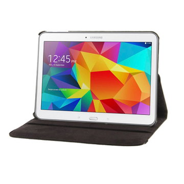 Flip Cover Tablethülle für Samsung Galaxy Tab 4 10.1 (SM-T530 / SM-T531 / SM-T533 / SM-T535) Tablet Schutzhülle mit Bumper und Ständer / Stankfunktion - Kunstleder schwarz Bookstyle Case Klapphülle faltbar - Touchpad Tasche / Hülle