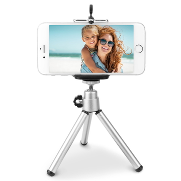 Reisestativ - Kleines, leichtes Handy Stativ 360° drehbar für Smartphone 5.5 - 8cm, ausziehbar 13 - 22cm, beweglicher Kopf, Kamera Fotostativ oder Camcorder Videostativ