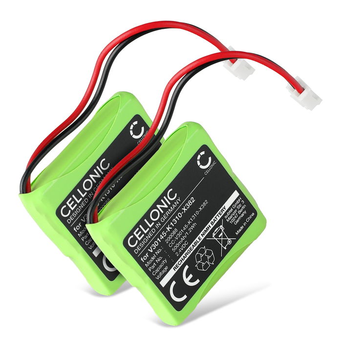 2x Siemens Gigaset E45 Akku 500mAh Ersatzakku Batterie von CELLONIC