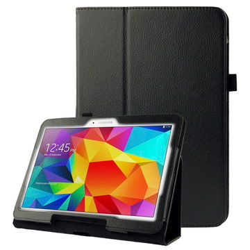 Flip Cover Tablethülle für Samsung Galaxy Tab 4 10.1 (SM-T530 / SM-T531 / SM-T533 / SM-T535) Tablet Schutzhülle mit Bumper und Ständer / Stankfunktion - Kunstleder schwarz Bookstyle Case Klapphülle faltbar - Touchpad Tasche / Hülle