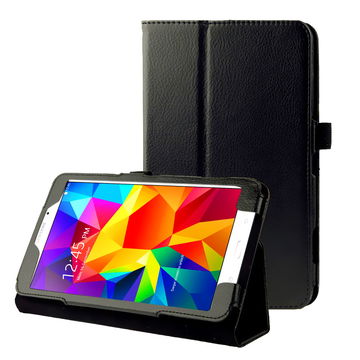 Flip Cover Tablethülle für Samsung Galaxy Tab 4 8.0 (SM-T330 / SM-T331 / SM-T335) Tablet Schutzhülle mit Bumper und Ständer / Stankfunktion - Kunstleder schwarz Bookstyle Case Klapphülle faltbar - Touchpad Tasche / Hülle