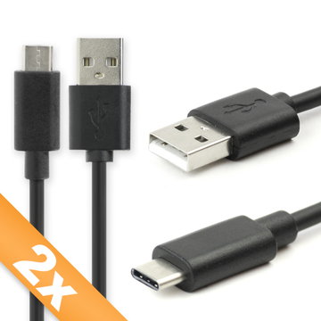 2x USB C Type C Kabel für Microsoft Lumia 950 / Lumia 950 XL (USB A 2.0 -> USB Type C) Handy Ladekabel - 1,0m 3A PVC schwarz - Datenkabel für Smartphone