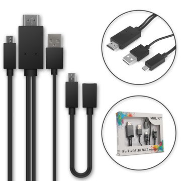 MHL Kabel - Micro-USB auf HDMI-Adapter 5-Pin + 11-pin Adapter