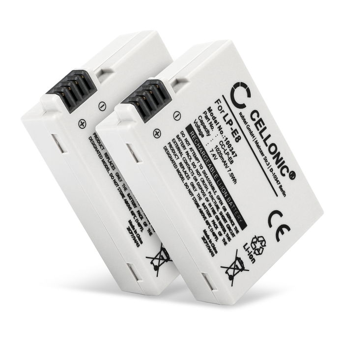 2x Canon EOS 700D Akku 1020mAh Ersatzakku Batterie von CELLONIC