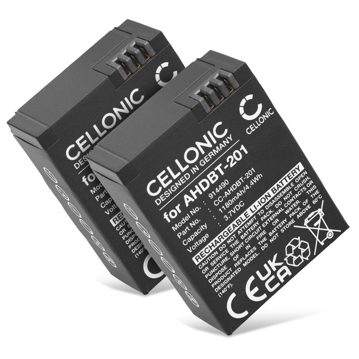 2x GoPro Hero 3 Silver Akku 1180mAh Ersatzakku Batterie von CELLONIC