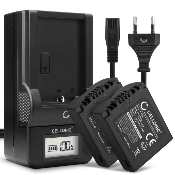 2x Panasonic CGR-S006E Akku + Ladegerät 750mAh Ersatzakku Batterie von CELLONIC