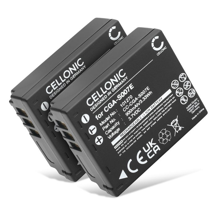 2x Panasonic CGR-S007E Akku 900mAh Ersatzakku Batterie von CELLONIC