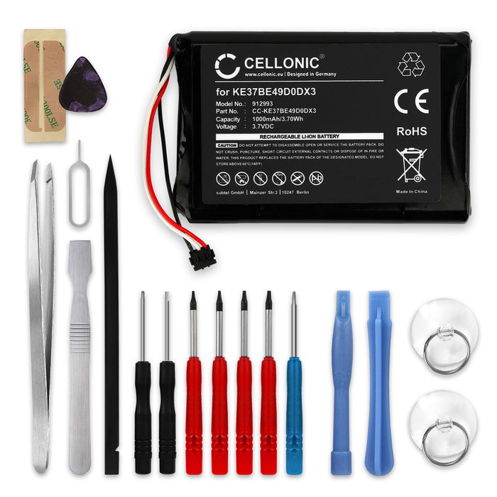 Garmin Edge Touring Akku + Werkzeug-Set 1000mAh Ersatzakku Batterie von CELLONIC