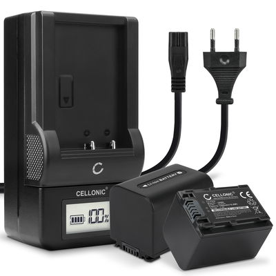 2x Ersatz Akku NP-FV90 + Ladegerät für Sony AX100 FDR-AX700 PXW-Z90 HXR-NX80 HDR-CX625 -CX680 -CX900 -CX450 NEX-VG30 VG20 -VG10 Kamera - 1500mAh Ersatzakku Batterie, Ladekabel, Akkuladegerät