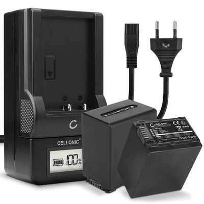 2x CELLONIC Camera Battery for Sony AX100 FDR-AX700 PXW-Z90 HXR-NX80 HDR-CX625 CX680 CX900 CX450 NEX-VG30 VG20 VG10 Replacement NP-FV70 NP-FV100 Battery 2200mAh Backup + Charger AC-VQV10 BC-TRV