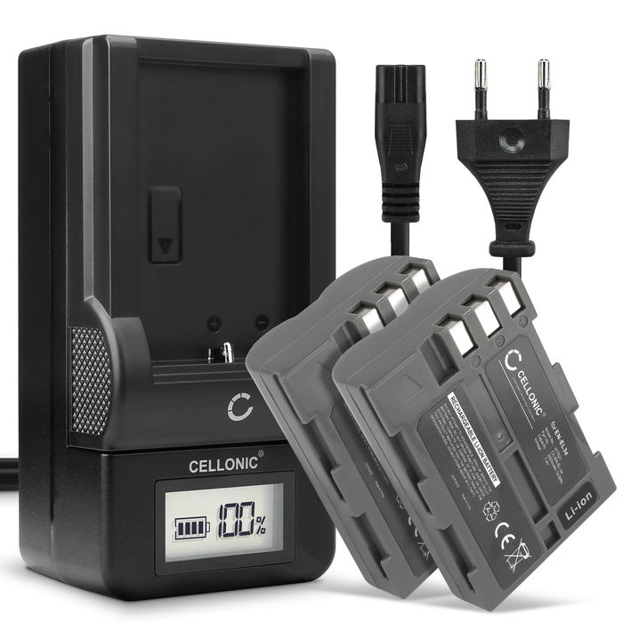 2x Nikon D700 Akku + Ladegerät 2000mAh Ersatzakku Batterie von CELLONIC