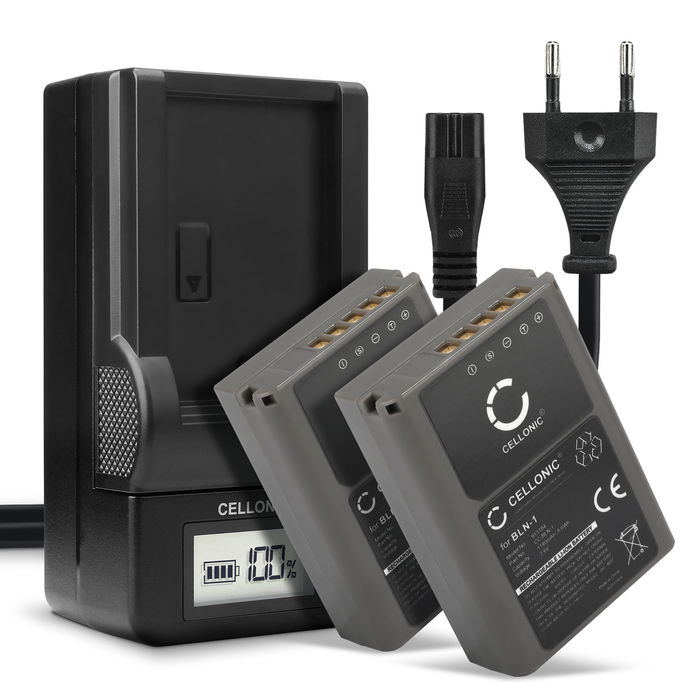 2x Olympus OM-D E-M1 Akku + Ladegerät 1140mAh Ersatzakku Batterie von CELLONIC