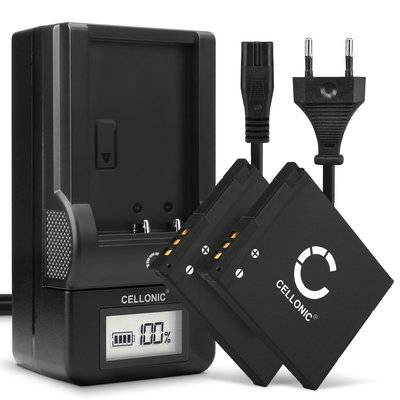 2x CELLONIC Camera Battery for Panasonic Lumix DMC-SZ10 SZ3 SZ8 SZ9 DMC-FS50 DMC-XS1 XS3 DMC-F5 DMC-FH10 Replacement DMW-BCL7 DMW-BCL7e Battery 600mAh Backup + Charger