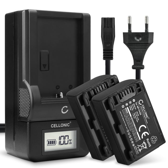 2x Sony DSLR-A200 (α200) Akku + Ladegerät 700mAh Ersatzakku Batterie von Cellonic