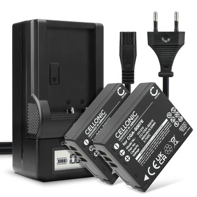 2x Ersatz Akku CGA-S007 CGR-S007 DMW-BCD10 + Ladegerät DA-A46A DE-A25B DE-A26A DE-A45 für Panasonic Lumix DMC-TZ5 DMC-TZ5 DMC-TZ3 DMC-TZ1 DMC-TZ4 DMC-TZ2 Kamera - 900mAh Ersatzakku Batterie, Ladekabel, Akkuladegerät