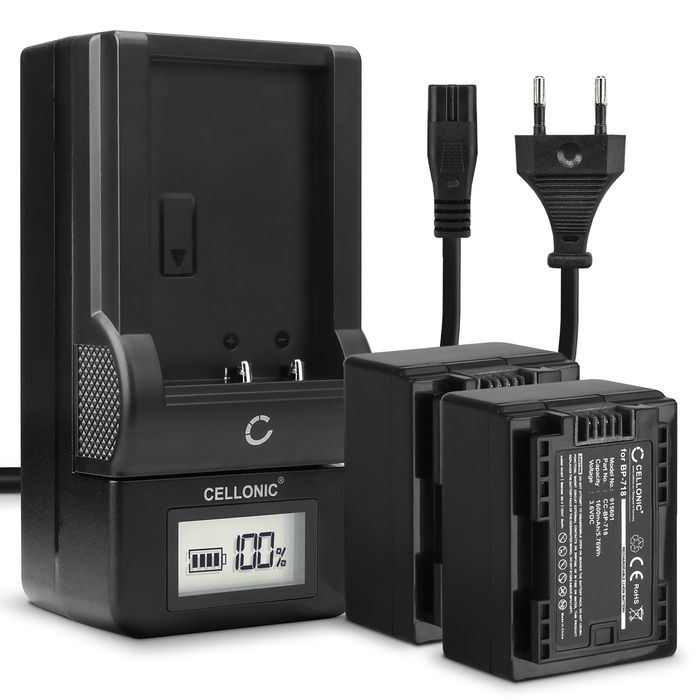 2x Canon LEGRIA HF M56 Akku + Ladegerät 1600mAh Ersatzakku Batterie von CELLONIC