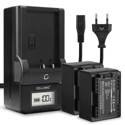 2x Ersatz Akku BP-718 BP-709 + Ladegerät CG-700 für Canon LEGRIA HF R806 R86 HF R706 HF R606 HF R506 R406 R306 R36 VIXIA HF R500 Kamera - 1600mAh Ersatzakku Batterie, Ladekabel, Akkuladegerät