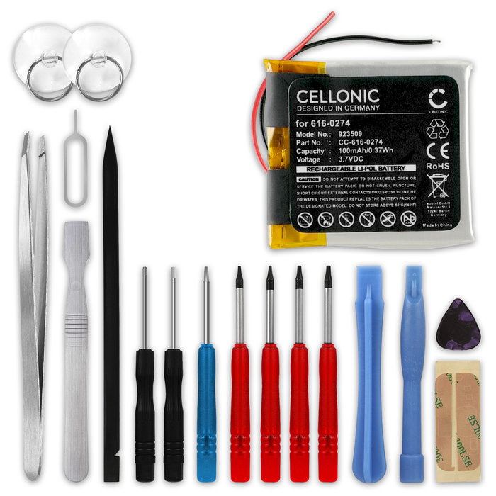 Apple iPod Shuffle 2 Gen. - A1204 Akku + Werkzeug-Set 100mAh Ersatzakku Batterie von subtel