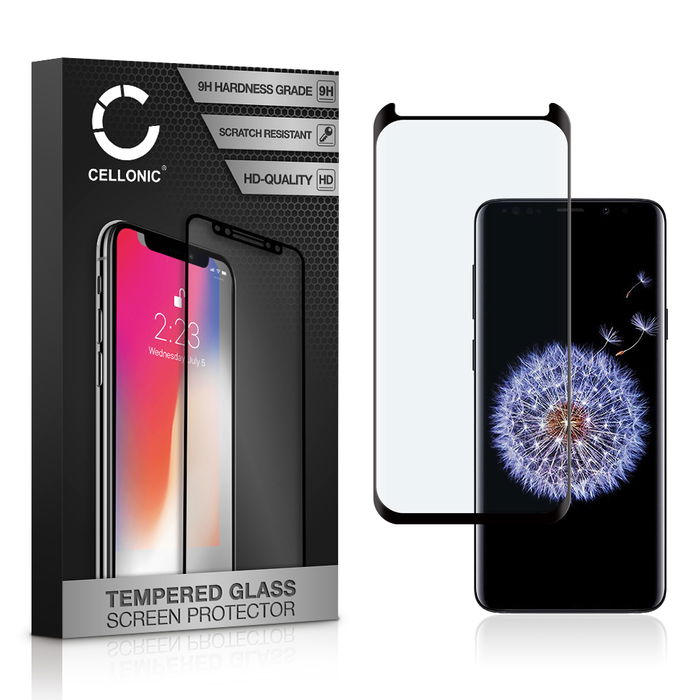 CELLONIC Display Schutzglas kompatibel mit Samsung Galaxy S9 Plus (SM-G965) Handyglas - 3D Case-friendly 9H 0,33mm Full Glue schwarz - Handy Schutzfolie Displayschutz Glas Folie, Screen Protector Glass