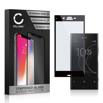 CELLONIC Display Schutzglas kompatibel mit Sony Xperia XZ1 Handyglas - 3D Full Cover 9H 0,33mm Edge Glue schwarz - Handy Schutzfolie Displayschutz Glas Folie, Screen Protector Glass