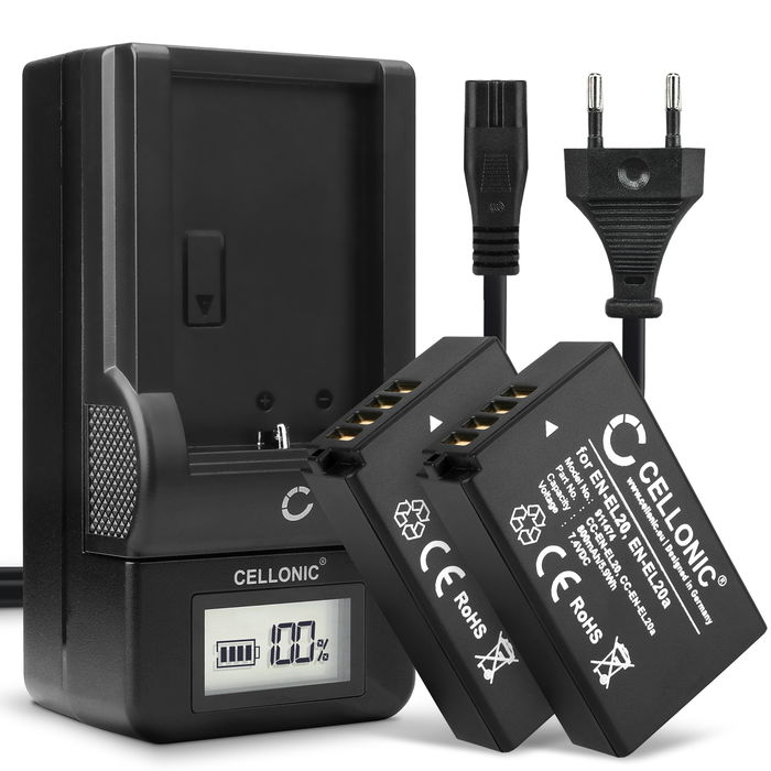 2x Nikon CoolPix P950 Akku + Ladegerät 800mAh Ersatzakku Batterie von CELLONIC