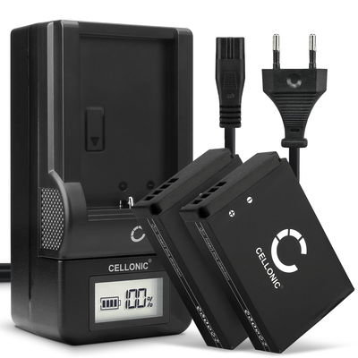 2x LP-E12 Camera Battery + Charger Set for Canon EOS M50, EOS M100, EOS 100D, PowerShot SX70 HS 820mAh Replacement Battery LC-E12 LCD Smart Charger