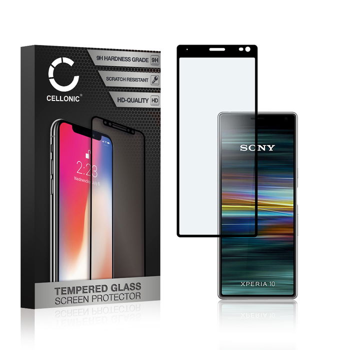Sony Xperia 10 Displayschutzfolie 9H gehärtete Panzerglasfolie 3D Full Cover von CELLONIC