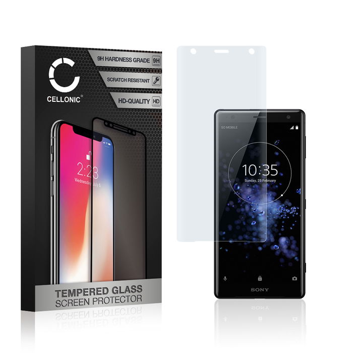 Sony Xperia XZ2 Displayschutzfolie 9H gehärtete Panzerglasfolie 3D Full Cover von CELLONIC