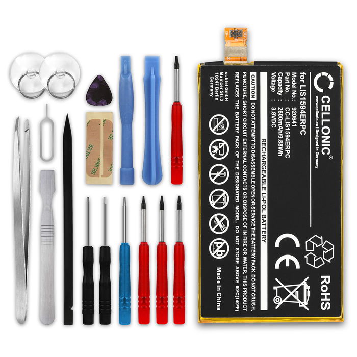 Sony Xperia Z5 Compact Akku + Werkzeug-Set 2600mAh Ersatzakku Batterie von CELLONIC