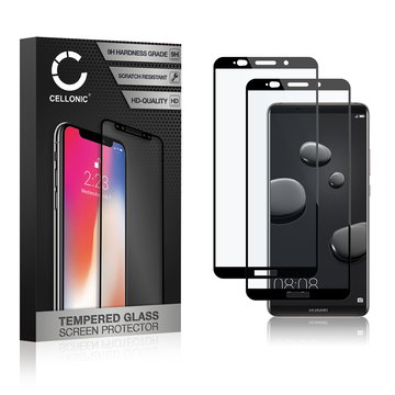 2x CELLONIC Display Schutzglas kompatibel mit Huawei Mate 10 Pro Handyglas - 3D Full Cover 9H 0,33mm Full Glue schwarz - Handy Schutzfolie Displayschutz Glas Folie, Screen Protector Glass