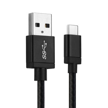 USB C Type C Kabel für CUBOT X19 / Quest / King Kong 3 / Max 2 / Power / R15 / X30 / J9 / P40 Handy Ladekabel - 1m 3A Nylon schwarz - Datenkabel für Smartphone
