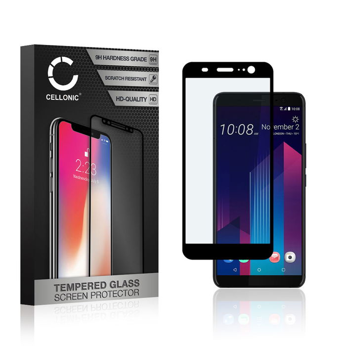 HTC U11 Plus Displayschutzfolie 9H gehärtete Panzerglasfolie 3D Full Cover von CELLONIC