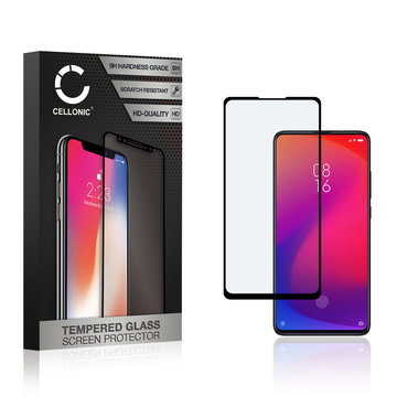 CELLONIC Display Schutzglas kompatibel mit Xiaomi Mi 9T / Mi 9T Pro Handyglas - 3D Case-friendly 9H 0,33mm Full Glue schwarz - Handy Schutzfolie Displayschutz Glas Folie, Screen Protector Glass