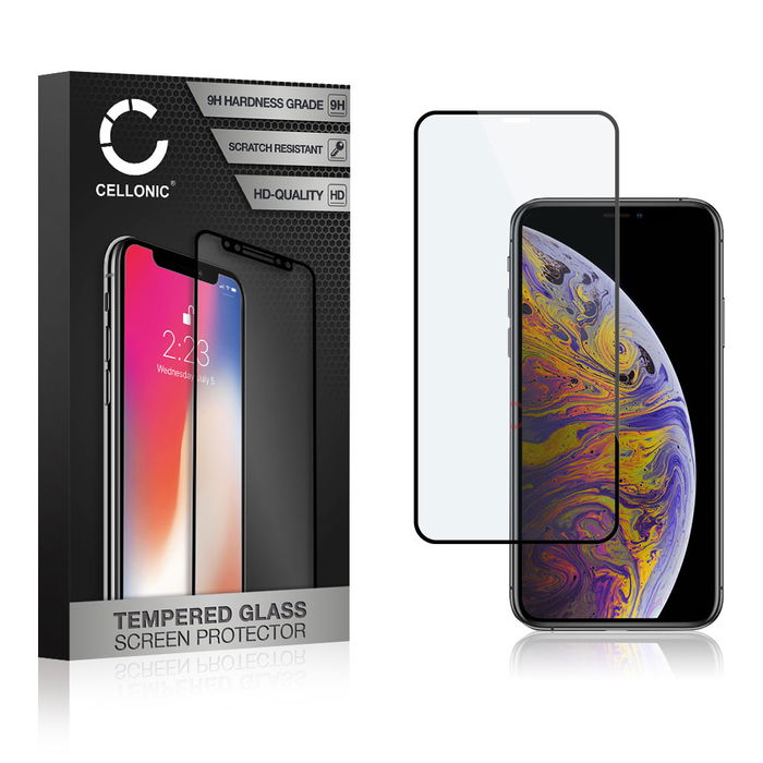 CELLONIC Display Schutzglas kompatibel mit iPhone 11 Pro Max / iPhone Xs Max Handyglas - 3D Case-friendly 9H 0,33mm Full Glue schwarz - Handy Schutzfolie Displayschutz Glas Folie, Screen Protector Glass