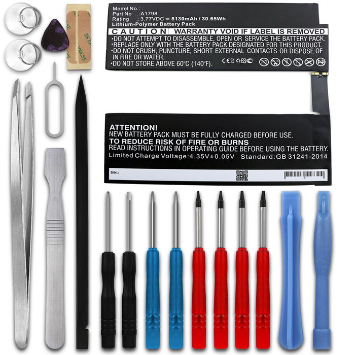 Apple iPad Pro 10,5" (2017) - A1852 Akku + Werkzeug-Set 8130mAh Ersatzakku Batterie von subtel