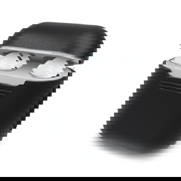 Silikonhülle schwarz für Apple AirPods und AirPods 2 Schutzhülle - Ladeschale Case: black, matt, pastell Hülle - Airpod Tasche Ladecase Cover Etui Airpodscase