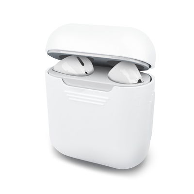 Silikonhülle weiß für Apple AirPods und AirPods 2 Schutzhülle - Ladeschale Case: white, matt, pastell Hülle - Airpod Tasche Ladecase Cover Etui Airpodscase