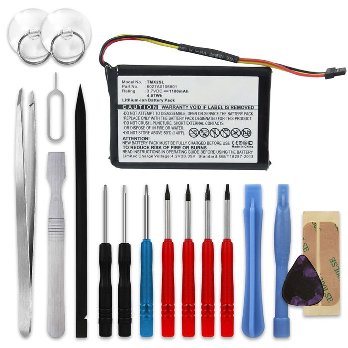 TomTom XL Holiday Akku + Werkzeug-Set 1100mAh Ersatzakku Batterie von subtel