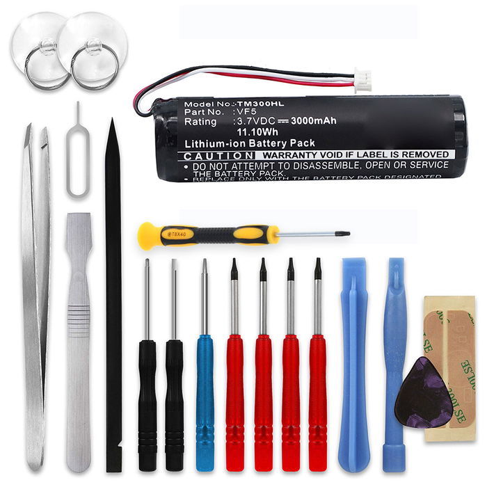 TomTom Rider V2 Akku + Werkzeug-Set 3000mAh Ersatzakku Batterie von subtel