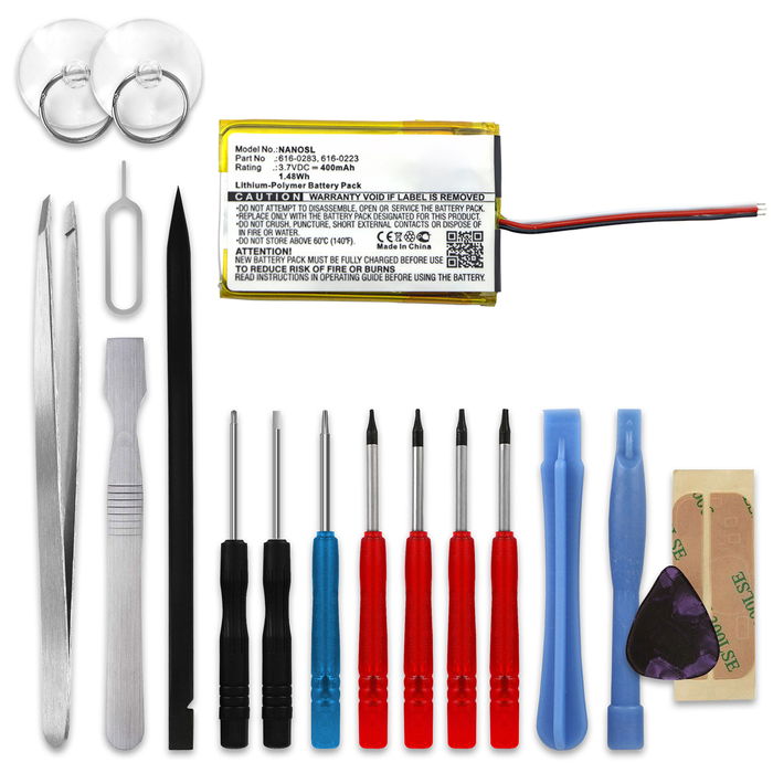 Apple iPod nano 1 Gen. - A1137 Akku + Werkzeug-Set 400mAh Ersatzakku Batterie von subtel