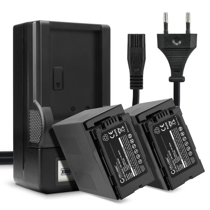 2x Panasonic HC-X1 Akku + Ladegerät 7800mAh Ersatzakku Batterie von CELLONIC