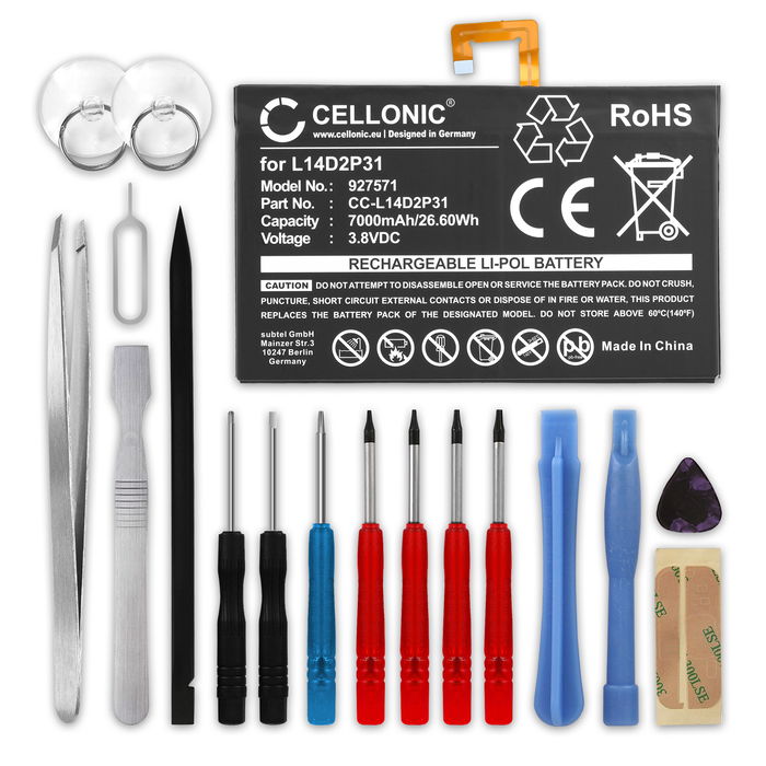 Lenovo Tab10 TB-X103F Akku + Werkzeug-Set 7000mAh Ersatzakku Batterie von subtel