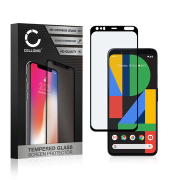 CELLONIC Display Schutzglas kompatibel mit Google Pixel 4 XL Handyglas - 3D Case-friendly 9H 0,33mm Full Glue schwarz - Handy Schutzfolie Displayschutz Glas Folie, Screen Protector Glass