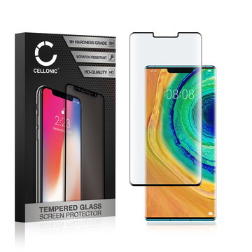 CELLONIC Display Schutzglas kompatibel mit Huawei Mate 30 Pro Handyglas - 3D Full Cover 9H 0,33mm Full Glue schwarz - Handy Schutzfolie Displayschutz Glas Folie, Screen Protector Glass