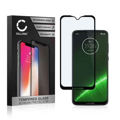 CELLONIC Display Schutzglas kompatibel mit Motorola Moto G7 / Moto G7 Plus Handyglas - 3D Case-friendly 9H 0,33mm Full Glue schwarz - Handy Schutzfolie Displayschutz Glas Folie, Screen Protector Glass