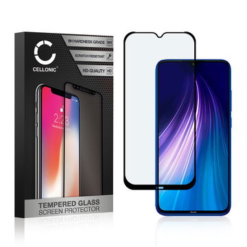 CELLONIC Display Schutzglas kompatibel mit Xiaomi Redmi Note 8 Handyglas - 3D Full Cover 9H 0,33mm Full Glue schwarz - Handy Schutzfolie Displayschutz Glas Folie, Screen Protector Glass