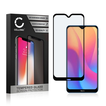 Screen Protector for Xiaomi Redmi 8A Phone Screen Cover - 3D Full Cover 0,33mm Full Glue 9H Tempered Glass Smartphone Display Screen Guard Black