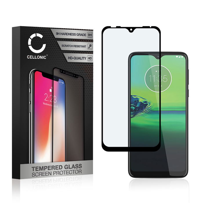CELLONIC Display Schutzglas kompatibel mit Motorola Moto G8 Play / One Macro Handyglas - 3D Full Cover 9H 0,33mm Full Glue schwarz - Handy Schutzfolie Displayschutz Glas Folie, Screen Protector Glass